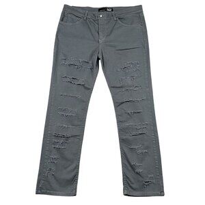 Rustic Dime Pants Mens 36 Taper Fit Ripped Destructed Denim Stretch Grey